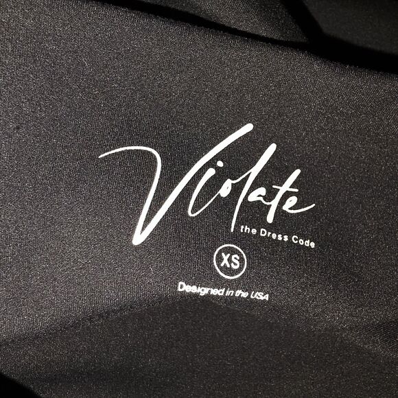 VIOLATE THE DRESS CODE "SYNERGY" Sz S Scrunch Butt Black Logo Workout Leggings - Picture 5 of 6